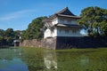 The Kikyo-bori moat overgrown with water plants around the Tokyo Imperial Palace. Tokyo. Japan