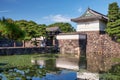 The Kikyo-bori moat overgrown with water plants around the Tokyo Imperial Palace. Tokyo. Japan