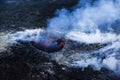 Kilauea Caldera spewing steam and gases during eruption 2018 on