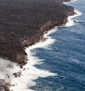 Kilauea lava enters the ocean, expanding coastline.