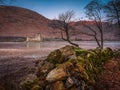 Old stone wall at Kilchurn Castle in Scottish Highlands Royalty Free Stock Photo