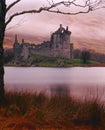 Kilchurn castle, raining, Argyll, Scotland Royalty Free Stock Photo