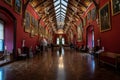 KILKENNY, IRELAND, DECEMBER 23, 2018: Interiors of picture gallery wing also called portrait gallery in Kilkenny castle. A long