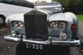 Killarney, Ireland 22.10.2021: The emblem of Rolls-Royce, Spirit of Ecstasy,Black and White, Wedding luxury clasical car
