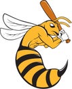 Killer Bee Baseball Player Bat Cartoon Royalty Free Stock Photo