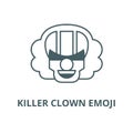 Killer clown emoji vector line icon, linear concept, outline sign, symbol