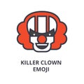 Killer clown emoji vector line icon, sign, illustration on background, editable strokes