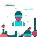 Killer, criminal face filled line icon, simple illustration Royalty Free Stock Photo