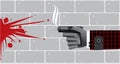 Killer hand with gun and bloodstain. Royalty Free Stock Photo