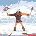 Killer. Huge aggressive Gladiator winner of gladiatorial combat. Vector isolated illustration. Flat cartoon style