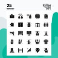 25 Killer Icon Set. 100% Editable EPS 10 Files. Business Logo Concept Ideas Solid Glyph icon design