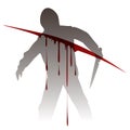 Killer silhouette against blood splashes