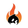 killer whale orca with fire logo vector Royalty Free Stock Photo