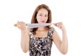 Killer woman in dress, with a knife Royalty Free Stock Photo