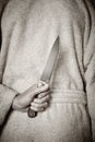 Killer woman with a knife. Violence aggression. Criminal murderer Royalty Free Stock Photo