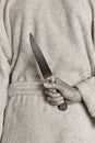 Killer woman with a knife. Violence aggression. Criminal murderer Royalty Free Stock Photo