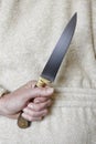 Killer woman with a knife. Violence aggression. Criminal murderer Royalty Free Stock Photo