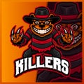 Killers Friday the 13th slasher Jason Voorhees with axes mascot esport logo design illustrations vector template, Hallowen logo
