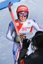 Federica Brignone of Italy reacts after winning the Giant Slalom Royalty Free Stock Photo