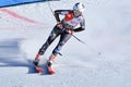 Kristin Lisdahl of Norway in the finish area after the second run of the giant slalom