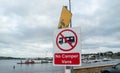 Killybegs, Ireland - Obtober 13 2021 : Sign banning camper vans from Killybegs harbour