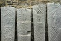 Kilmartin Medieval grave slabs in Scotland. Royalty Free Stock Photo