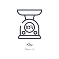 Kilo outline icon. isolated line vector illustration from general collection. editable thin stroke kilo icon on white background