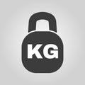 The kilogram icon. Kg and weight symbol. Flat