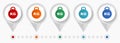 Kilogram, kilo, kg, weight concept vector icons, infographic template easy to edit, set of colorful flat design pointers for