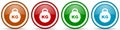 Kilogram, kilo, kg, weight glossy icons, set of modern design buttons for web, internet and mobile applications in four colors