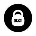 Kilogram weight graphic Icon. KG weight sign in the circle isolated on white background. Vector illustration