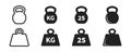 Kilogram weight icon. Weight icons. Kettlebell symbol