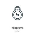 Kilograms outline vector icon. Thin line black kilograms icon, flat vector simple element illustration from editable other concept