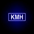 kilometer hours icon in blue neon style.. Elements of time illustration icon. Signs, symbols can be used for web, logo, mobile app