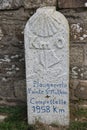 Kilometer marker located in the town of Plougonvelin, Compostela