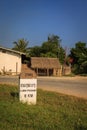 0 kilometer milestone sign to Luang Prabang, Laos.