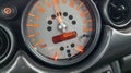 Kilometers car 100001 kilometers miles odometer of Modern car close up speedometer dashboard