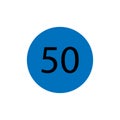 50 kilometres minimum speed limit. Road traffic sign. Blue circle. Regulation icon. Vector illustration. Stock image.