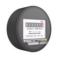 Kilowatt hour electric meter with dollars on white background. Isolated 3D illustration