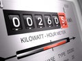 Kilowatt hour electric meter, power supply meter - closeup view