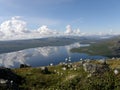 Kilpisjarvi lake from Saana mountain, Lapland Royalty Free Stock Photo