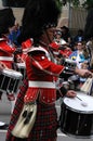 Kilted drummer in marching band Royalty Free Stock Photo