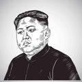 Kim Jong-un Portrait Hand Drawn Drawing Illustration Vector. October 31, 2017