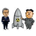 Kim Jong-un VS Moon Jae-in. Cartoon Caricature Vector Illustration. September 20, 2017