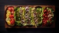 Kim Jung Gi Inspired Salad Platter: A Rich And Immersive Carnivalcore Delight