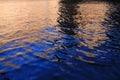 Sapphire blue water with beautiful reflection of rock color