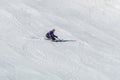 KIMBERLEY, CANADA - MARCH 22, 2019: handicapped person riding a sit-skis Vancouver Adaptive Snow Sports