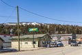 KIMBERLEY, CANADA - MARCH 22, 2019: main street in small town in British Columbia with shops restaurants cars