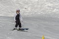 KIMBERLEY, CANADA - MARCH 22, 2019: Mountain Resort view early spring child skiing