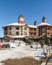 KIMBERLEY, CANADA - MARCH 19, 2019: ski resort administration building with food court